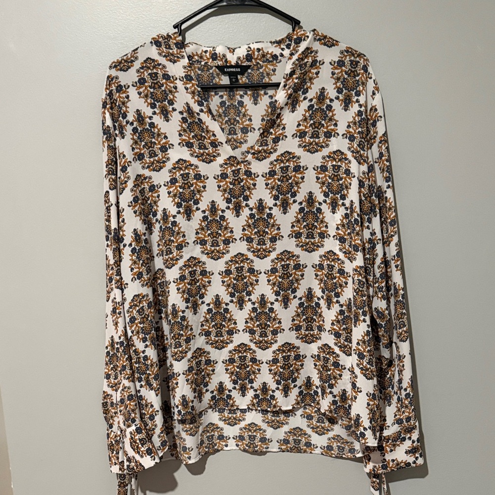 Express Cream and Brown Floral Blouse